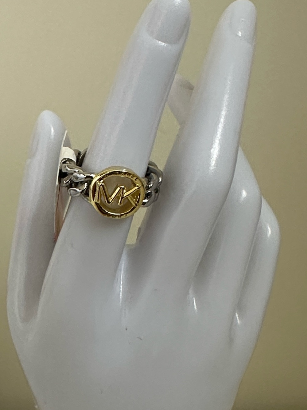 Michael Kors Size 7 Two-Tone silver and Gold Chain Ring